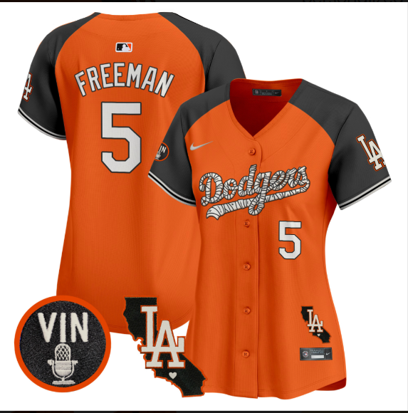 Women Los Angeles Dodgers #5 Freeman 2025 orange Limited Stitched Jersey style 2